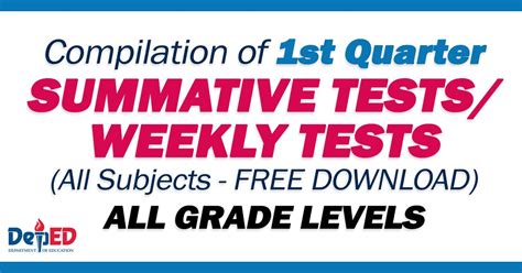 Summative Weekly Tests St Quarter All Grade Levels Deped Click Riset