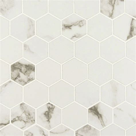 Statuario Matte 2x2 Hexagon Mosaic Porcelain Mosaics Flooring Office