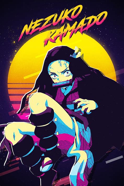 Nezuko Kamado Kimetsu No Yaiba Demon Slayer 80s Retro Poster
