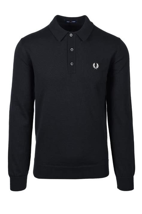 Fred Perry Knitted Long Sleeve Shirt Night Green K4535