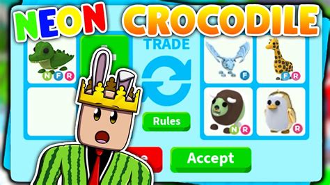 The crocodile is a large reptile with thick scales, long snout. TRADING NEON CROCODILE IN ADOPT ME (ROBLOX TRADE PROOF ...