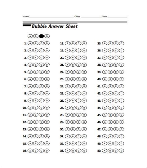 Bubble Answer Sheet Pdf Template Free Download Nd Grade Reading Comprehension Payroll