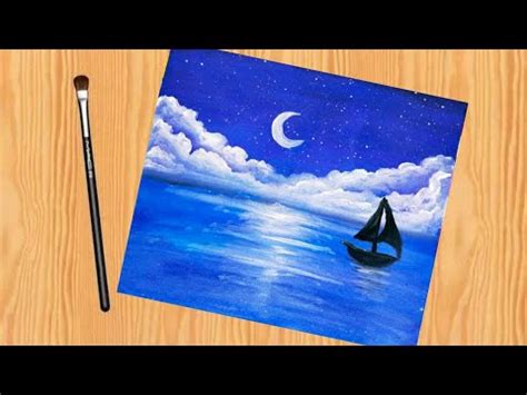 Lukis pemandangan cat akrilik di atas kanvas, 21x30cm.painting a landscape acrylic on canvasinstagram: Watercolor painting || cara melukis pemandangan laut di ...