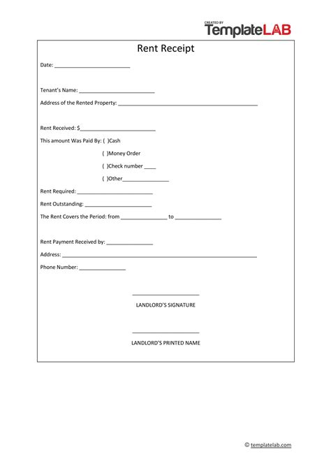 Free Rent Receipt Template Pdf Word Eforms Free Rent Receipt Templates Download Or Print