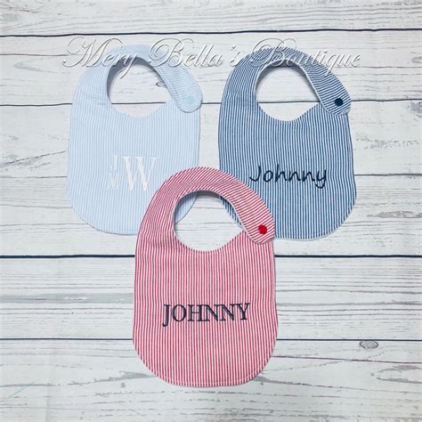 Set Of Baby Bibs Personalized With Name Or Monogram Blue Etsy