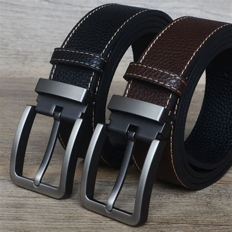 VOHIO Fashion belt men 3.8 wide designer pin belt 48 49 50inch buckles ...