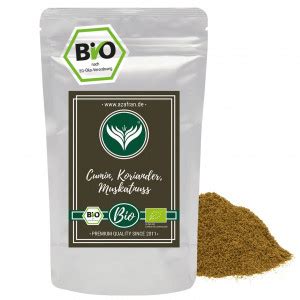 Koriander 34%, cumin 33%, muskatnuss 33%. BIO Cumin Koriander Muskat Gewürz (250g) von Azafran