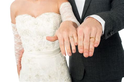 Bride And Groom Showing Their Wedding Rings Stock Image Image Of Celebration Cropped