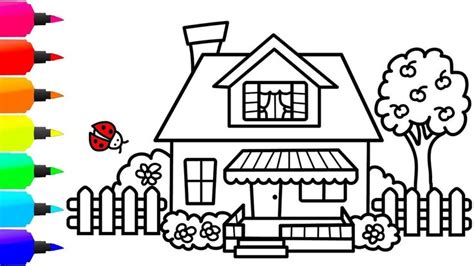 How to Draw a Colorful House for Kids - Cute House ...