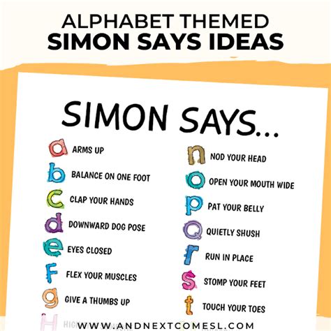 Alphabet Themed Ideas For Simon Says And Next Comes L Hyperlexia