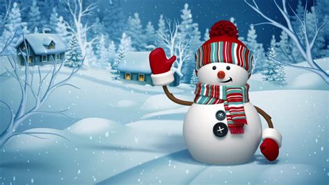 Christmas Snowman Greeting Card Winter Stock Footage