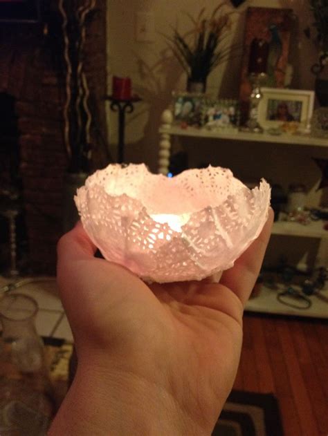 Made This Votive Candle Holder Bowl Using Paper Doilies Modge Podge
