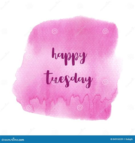 Hello Tuesday Text On Pink Watercolor Background Stock Illustration
