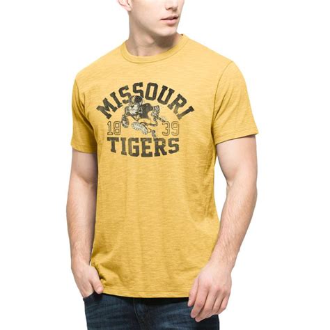 Missouri Tigers 47 Brand Vintage Football Truman The Tiger Scrum T Shirt Gold Vintage Football