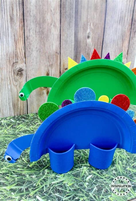 Super Quick To Make Paper Plate Dinosaur Craft With Foam Sheet Decor