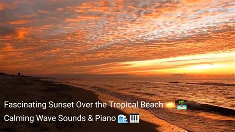 Hours Of Fascinating Sunset Over The Tropical Beach With Calming Wave Sounds Piano