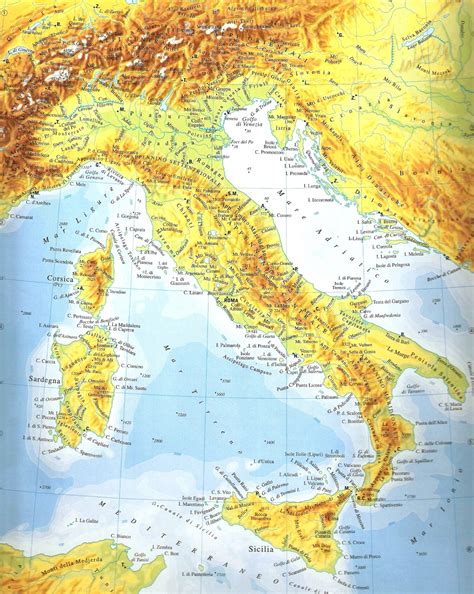 Italiano Mappa Geografica Dellitalia Territorio Paesaggi Flora