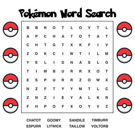 Pokemon Word Search Printable Pokemon Word Search Word Search