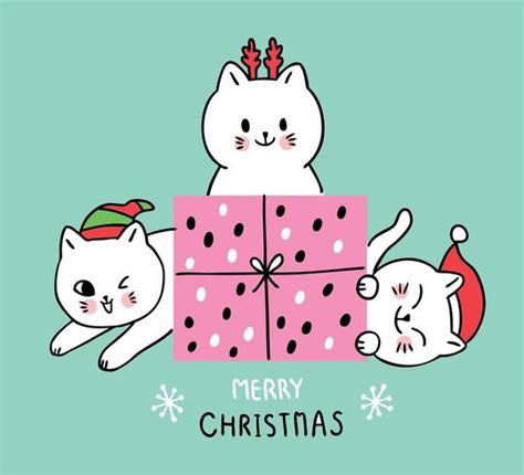 Cartoon Cute Christmas Cats And T Download Free Vectors Clipart