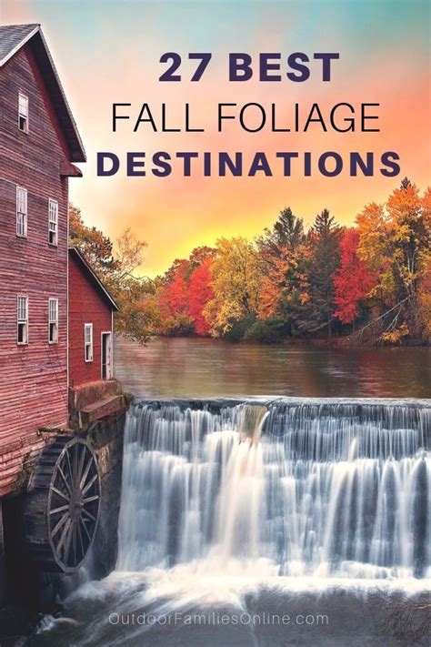 Fall Foliage And Water Falls With Text Overlay That Reads 27 Best Fall