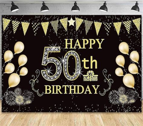 50th Birthday Backdrop 50th Happy Birthday Decoration Etsy