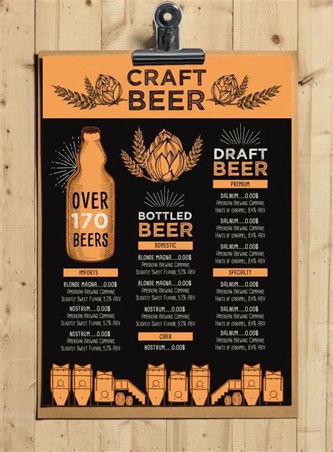 Beer Menu Template Psd Eps Beer Menu Beer Menu Design Menu Template