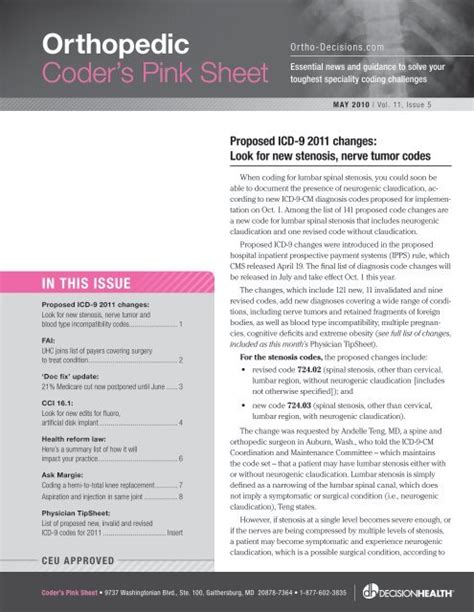 Orthopedic Coders Pink Sheet Decisionhealth Store