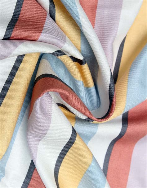 Multicolor Stripe Print Rayon Twill Dress Material Fabric Charu Creation