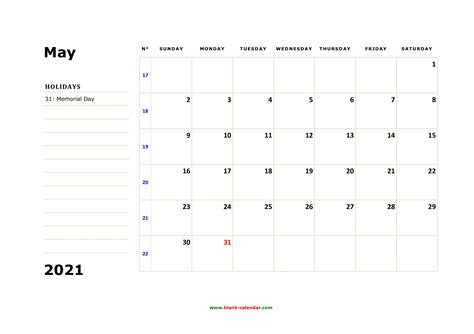 Printable 2021 may calendar image is also to download free printable calendars you should click the download button below. Free Download Printable May 2021 Calendar, large box, holidays listed, space for notes