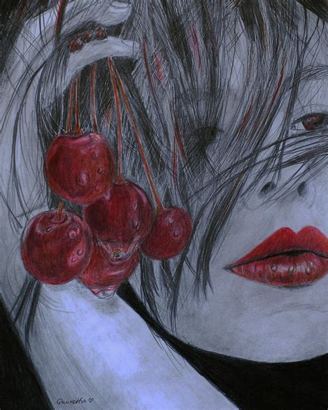 Cherry Kisses Drawing By Quwatha Valentine Fine Art America