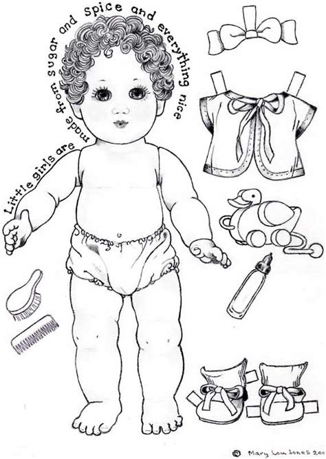 Free printable baby doll coloring pages. Page one of Baby Paper Doll | Paper dolls, Paper dolls ...