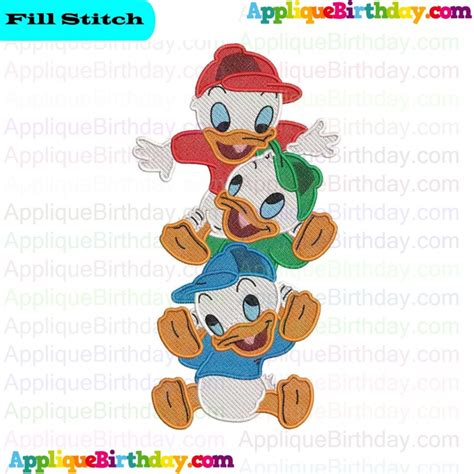 Huey And Dewey And Louie Quack Pack 2 Fill Embroidery Design
