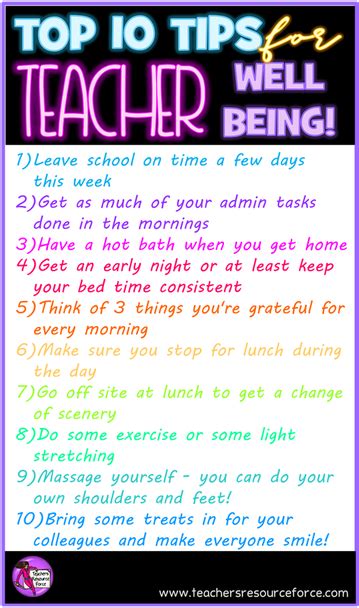 Top 10 Tips For Teacher Well Being