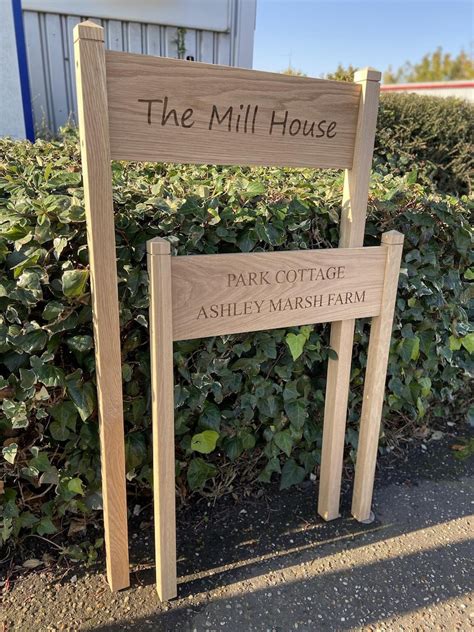 Oak House Sign With Posts Carved Personalised Custom Etsy