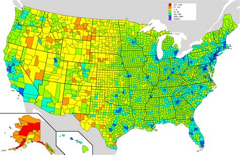 Population Density Of The Us By County Usa Map Map County