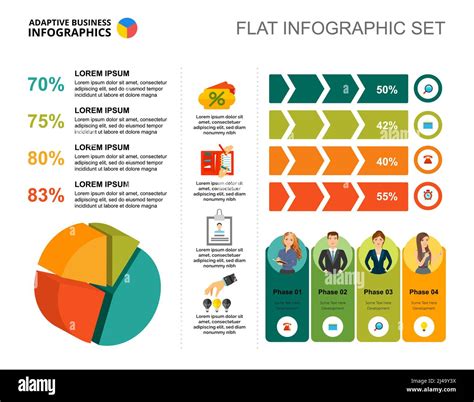 Four Phases Pie And Percentage Charts Template For Presentation Vector
