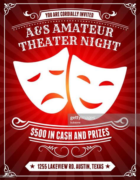 Amateur Theater Night Poster On Red Background High Res Vector Graphic Getty Images
