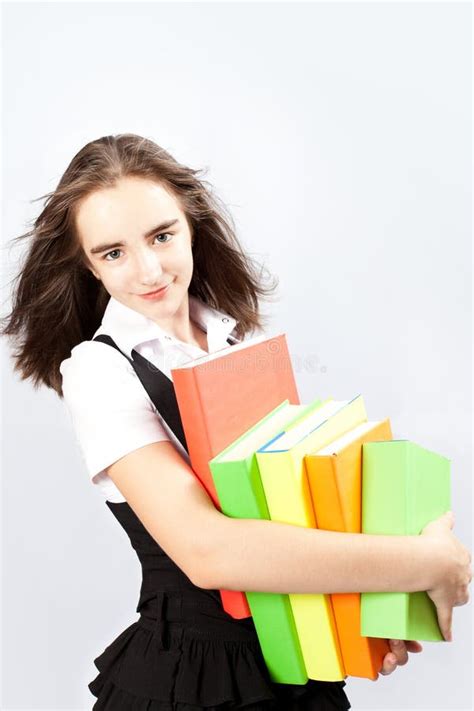 Schoolgirl Holds Books Stock Image Image Of Happy People 21318353