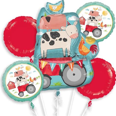 Barnyard Farm Animals Birthday Bouquet Of Balloons Includes 5 Foil