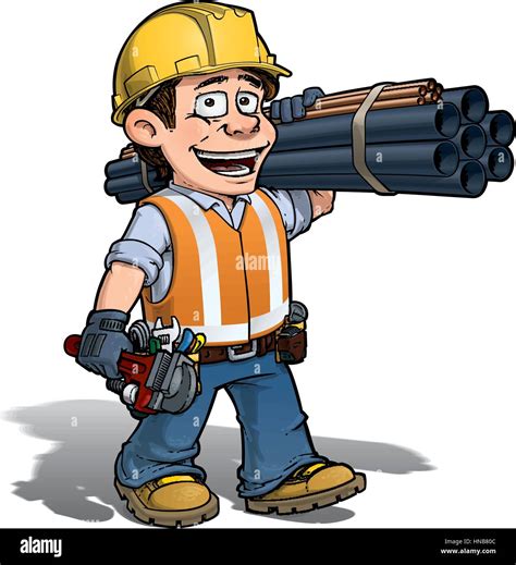 Ilustración De Dibujos Animados De Un Trabajador De La Construcción