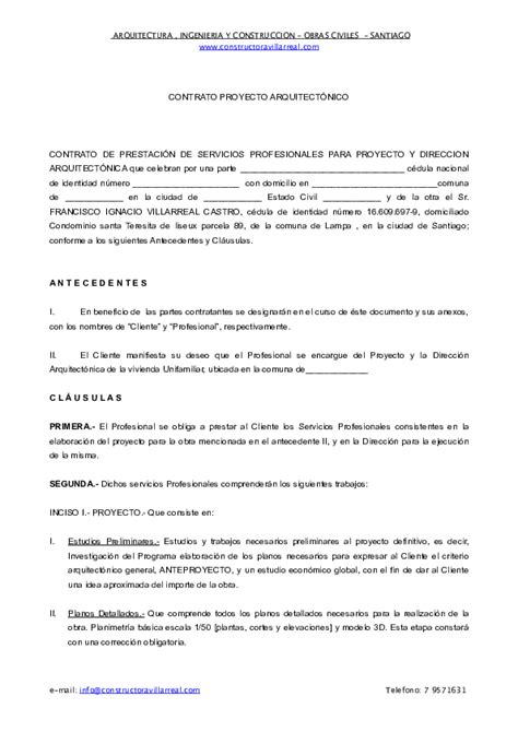Pdf Contrato Proyecto ArquitectÓnico Contrato De PrestaciÓn De