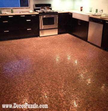 Explore industrial and nostalgic copper coin flooring inspiration. Top Tips to install penny floor and copper penny tile floor