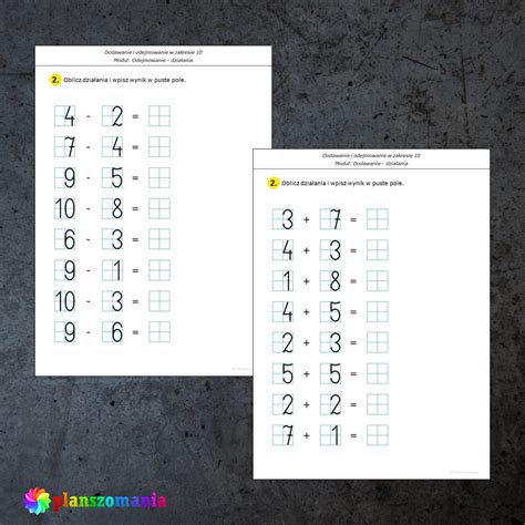 Dodawanie I Odejmowanie W Zakresie 10 Karty Pracy Pomoce Edukacyjne PDF