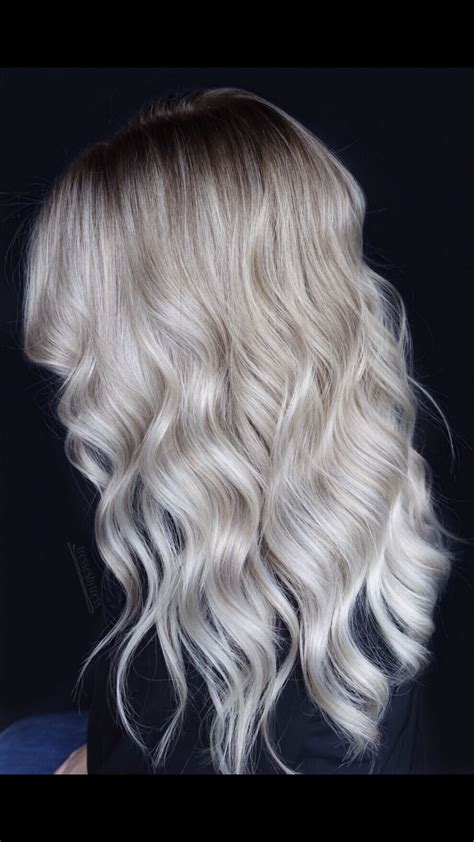 Icy White Platinum Blonde Ombre Balayage Platinum Blonde Icy Brunette Long Hair Styles