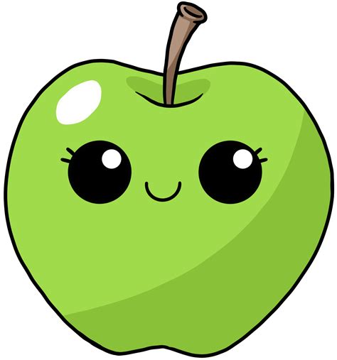 Linda Y Sonriente Fruta De Dibujos Animados Personaje Colorido Manzana
