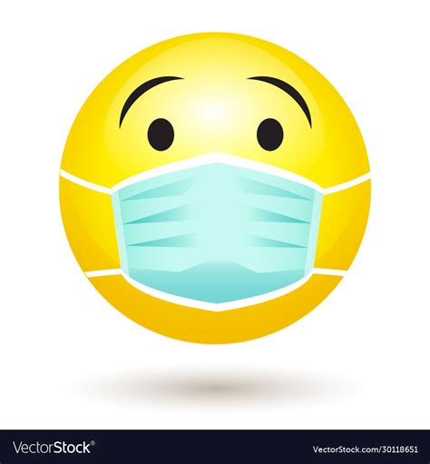 Smile Emoji Wearing Face Mask Coronavirus Vector Image