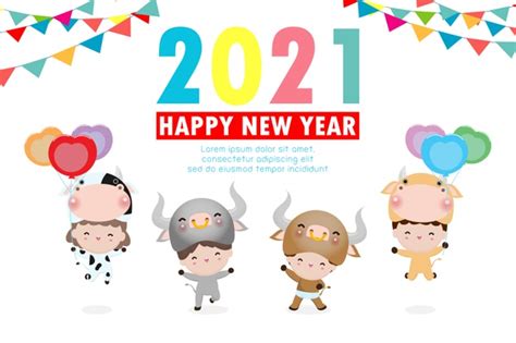 Huuuug and i wanted to show my happy cow hoodie @happycow is an international app with vegan (friendly) restaurants. Premium Vector | Happy new year 2021 kids background, cute ...