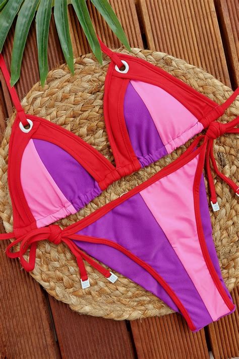 Pink And Red Triangle Bikini Top Lua Lua Bikini Land Bikiniland