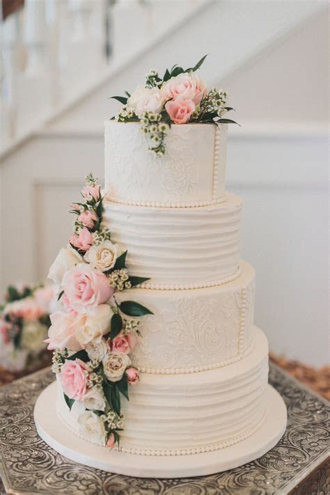 Elegant Wedding Cake Lace Pearl Wedding Cake Blush Pink Wedding