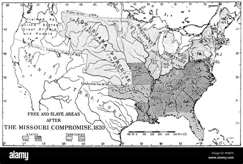 Missouri Compromise 1820 Nthe Free And Slave States And Territories